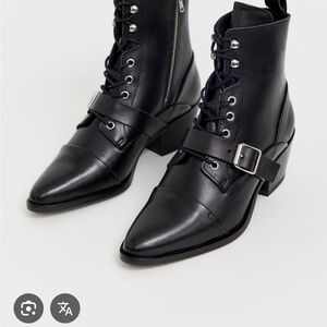 Black Leather Ankle Boots